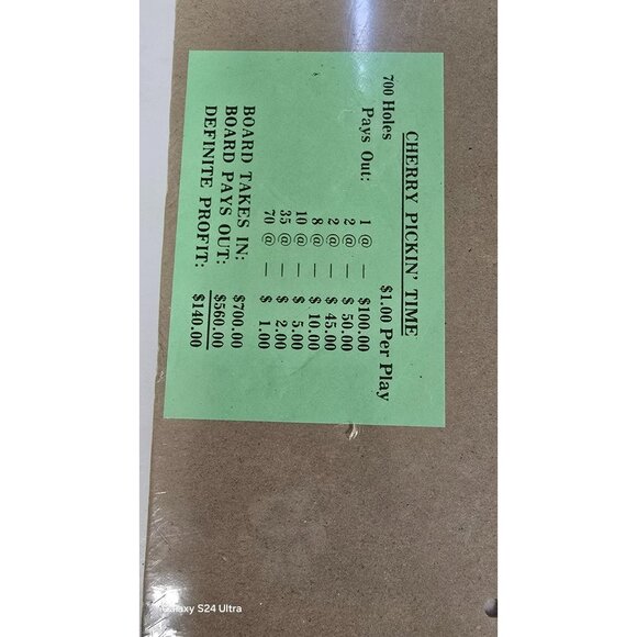 Vtg Cherry Pickin Time Wood Punchboard Game 15"x11" Bar Pub Game Room Decor NOS - Picture 14 of 14